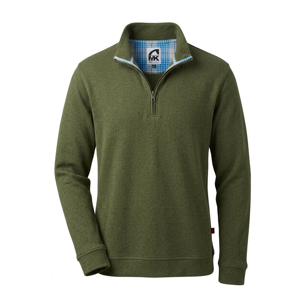 Mountain Khakis‎ Mens Loden Green 100% Cotton Plaid Lined Quarter Zip Pullover M